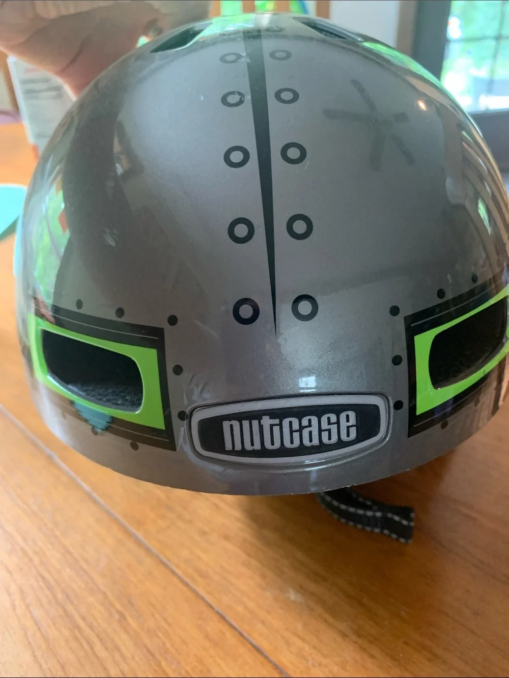Nutcase Grey Helmet with Neon Green Accents size Y